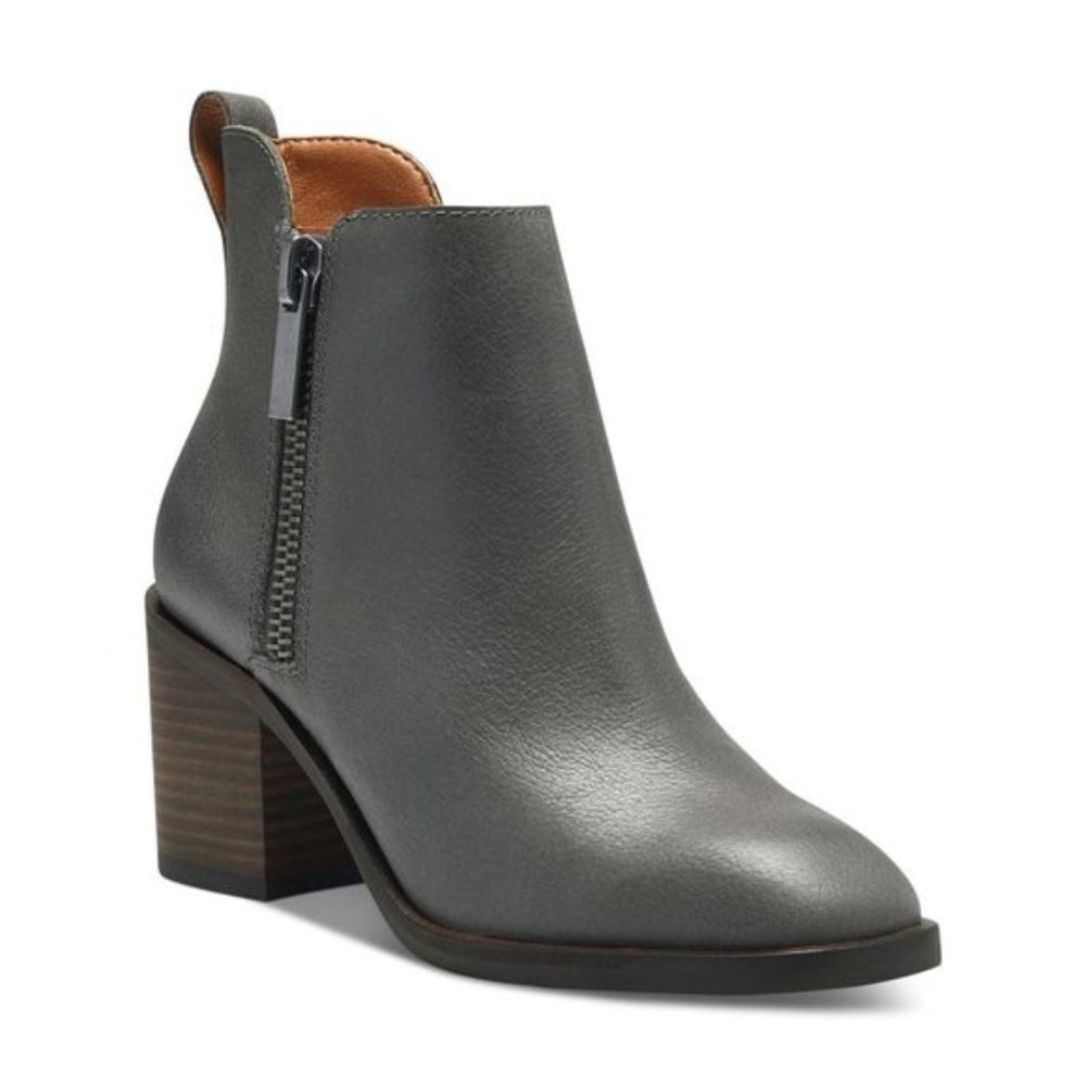 LUCKY BRAND Womens Walba Round Toe Stacked Heel Leather Booties NWOT Size 10